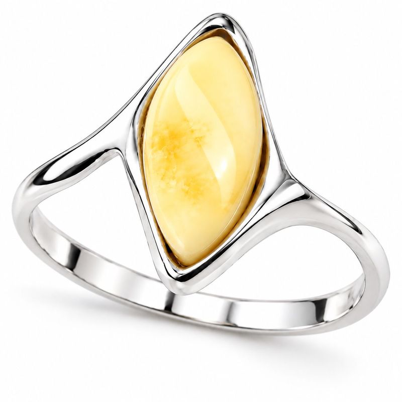 Bernstein Ring mit Silber 925