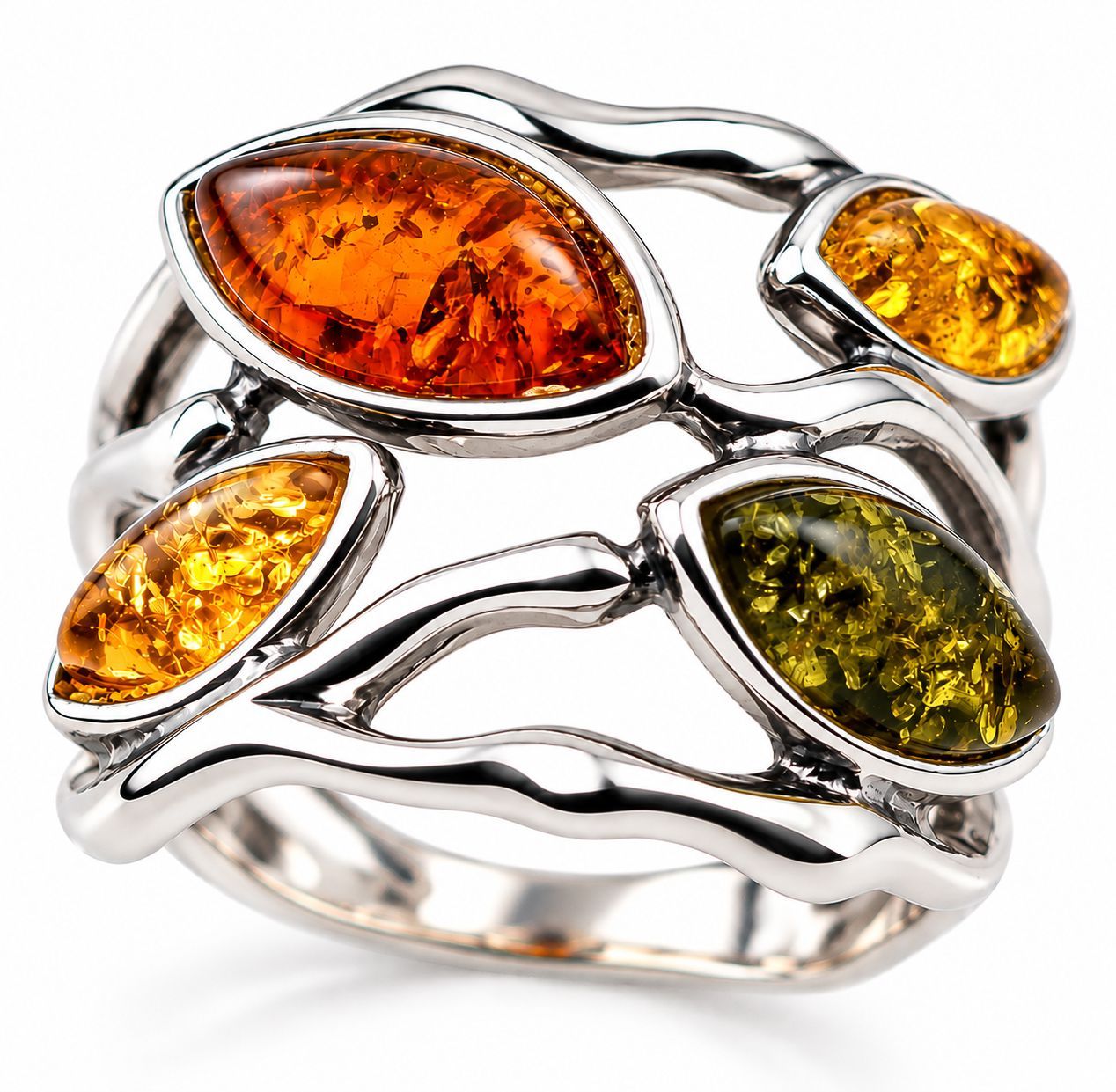 Bernstein Ring mit Silber 925 Bernstein Ring mit Silber 925