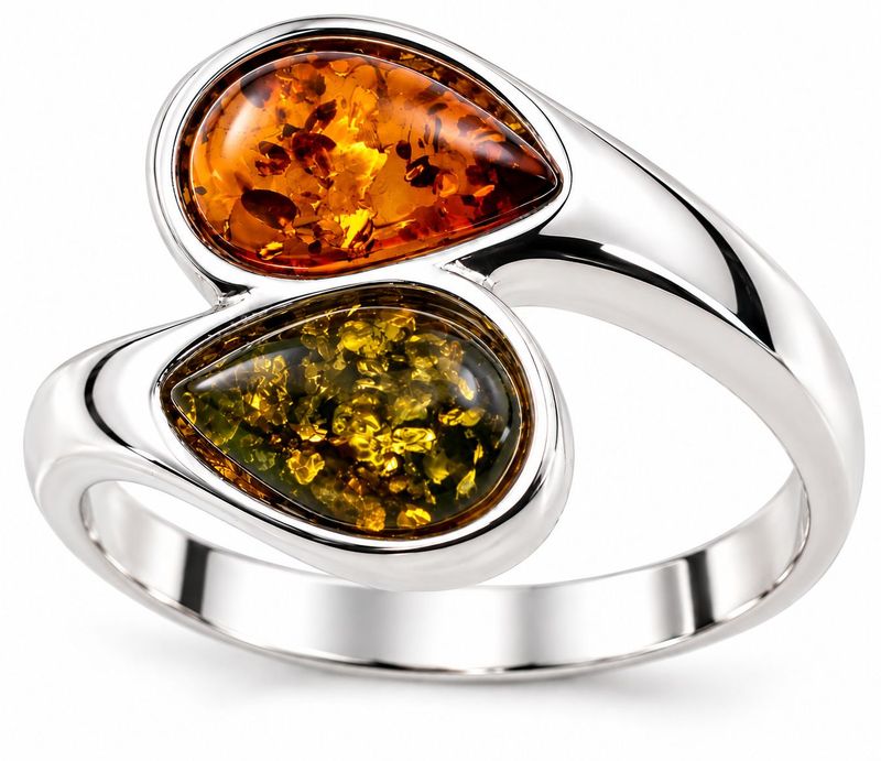 Bernstein Ring mit Silber 925