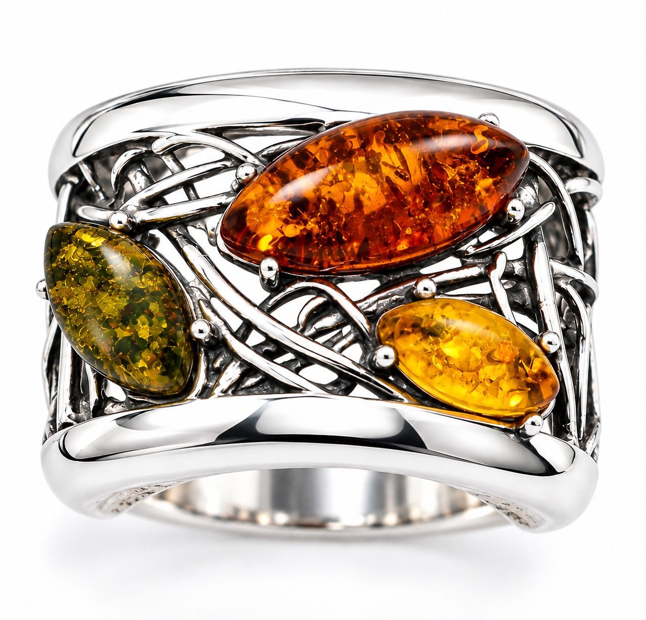 Bernstein Ring mit Silber 925 Bernstein Ring mit Silber 925
