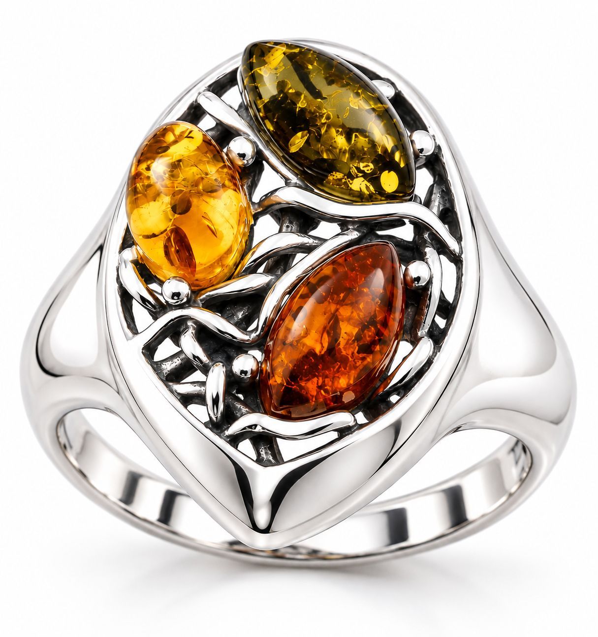 Bernstein Ring mit Silber 925 Bernstein Ring mit Silber 925