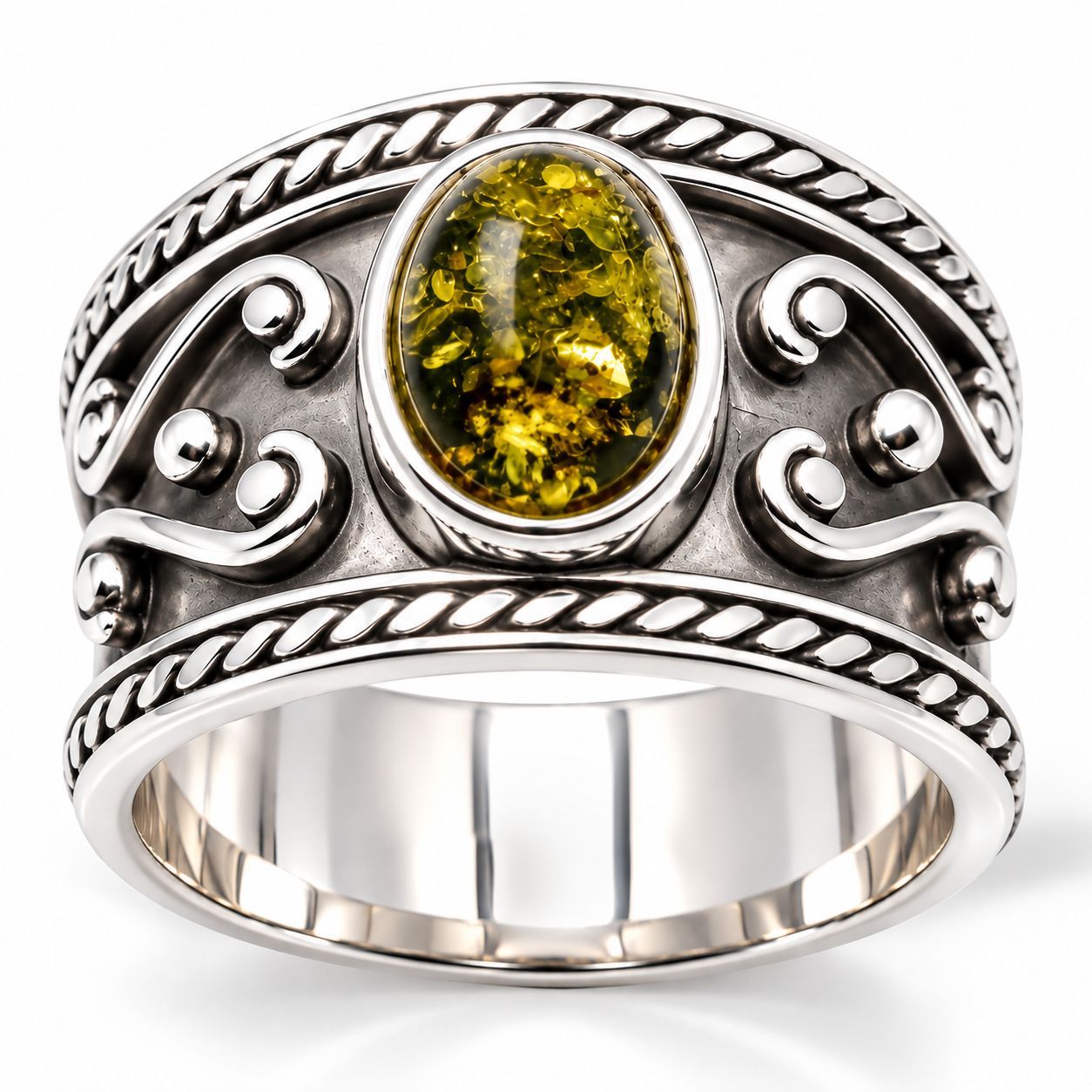Bernstein Ring mit Silber 925 Bernstein Ring mit Silber 925