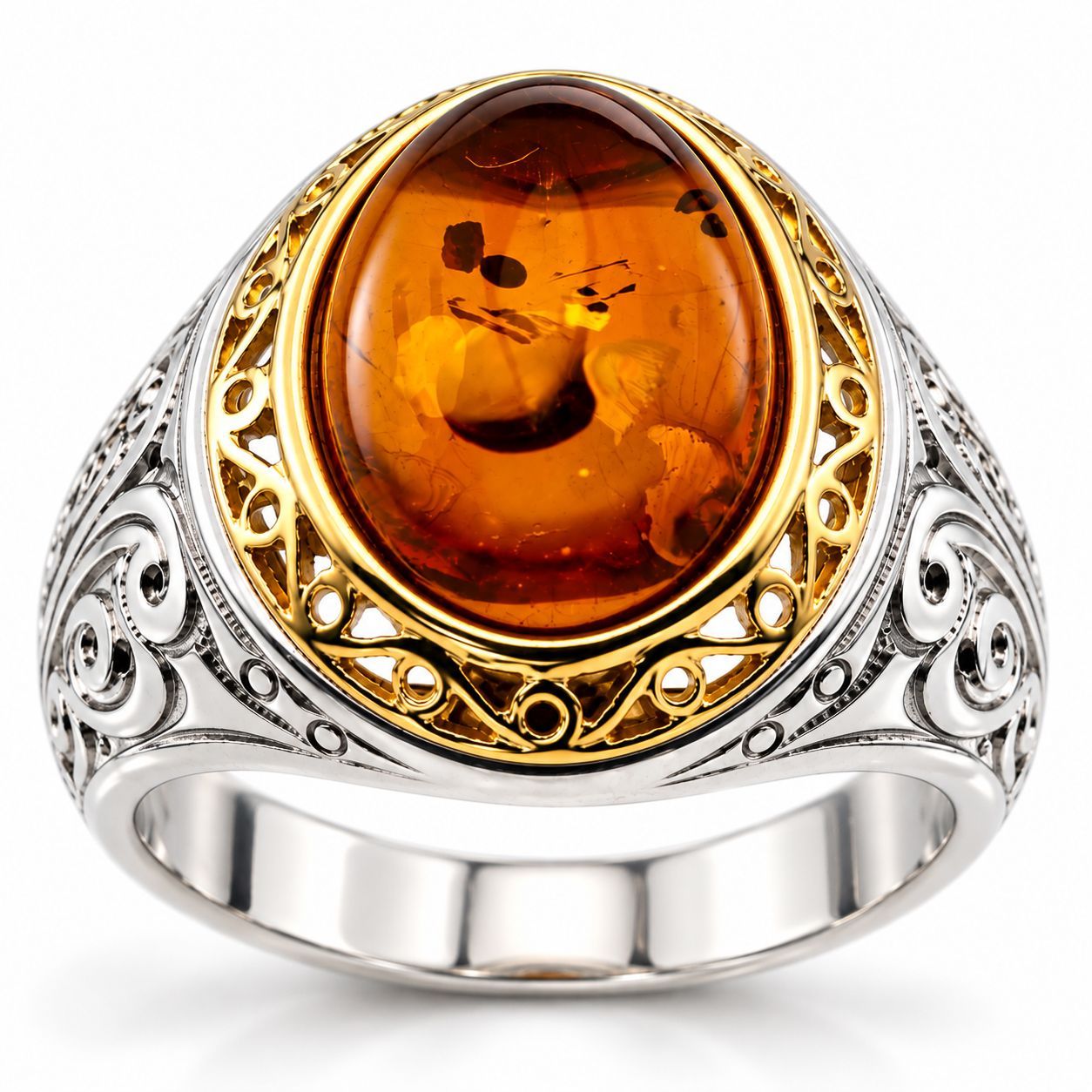 Bernstein Ring mit Silber 925 Bernstein Ring mit Silber 925