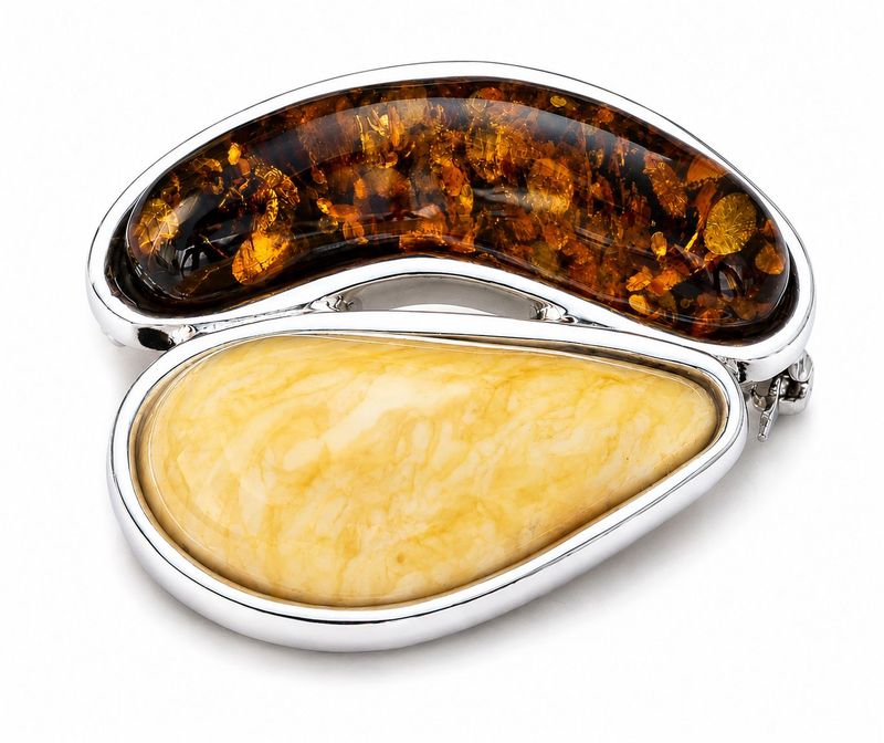 Bernstein Brosche mit Silber 925 Bernstein Brosche mit Silber 925