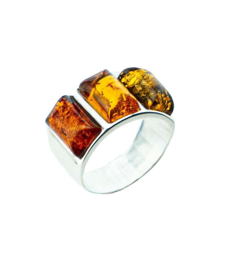 Bernstein Ring mit Silber 925