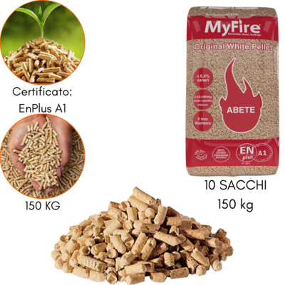 PELLET 150 KG SACCO ABETE FAGGIO CERTIFICATO EN-PLUS A1 STUFE CALDAIE PELLETS