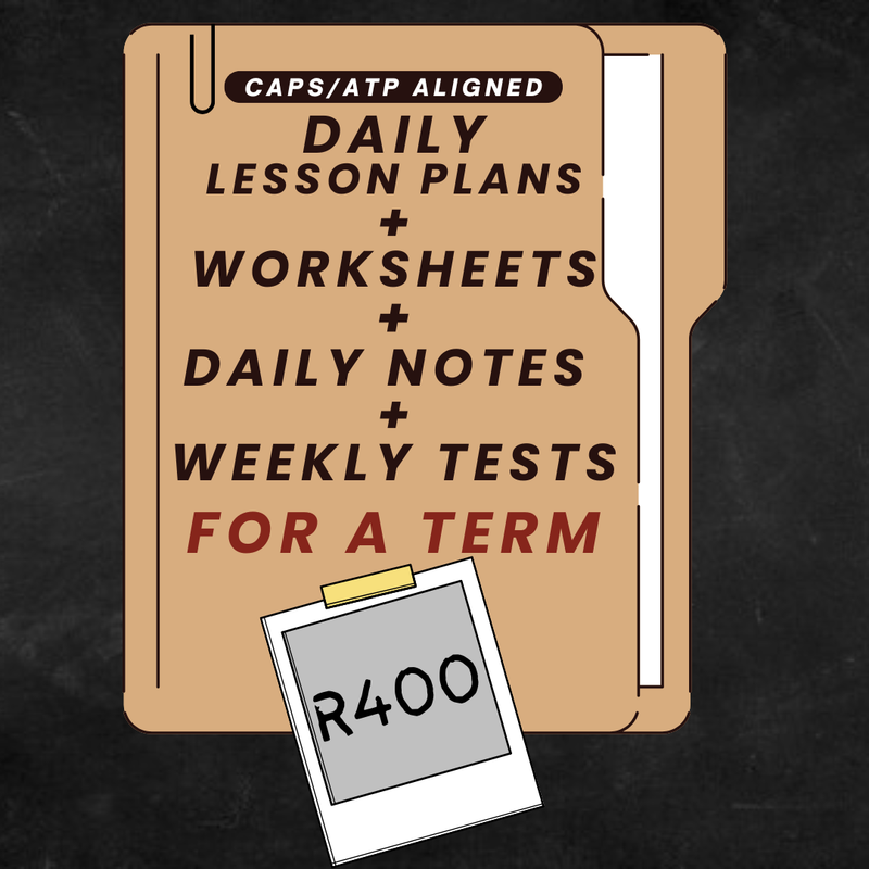 Lesson Plans + Worksheets &amp; Corrections + Weekly Test &amp; Memorandum + Notes for a Term
