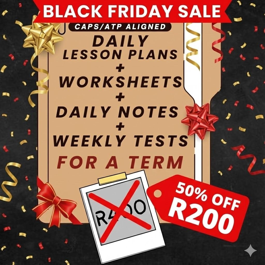 Lesson Plans + Worksheets &amp; Corrections + Weekly Test &amp; Memorandum + Notes for a Term