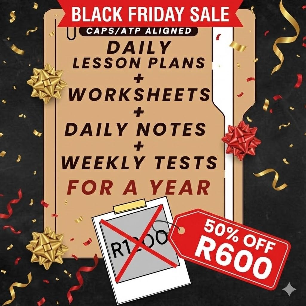 Lesson Plans + Worksheets &amp; Corrections + Weekly Test &amp; Memorandum + Notes for a Year