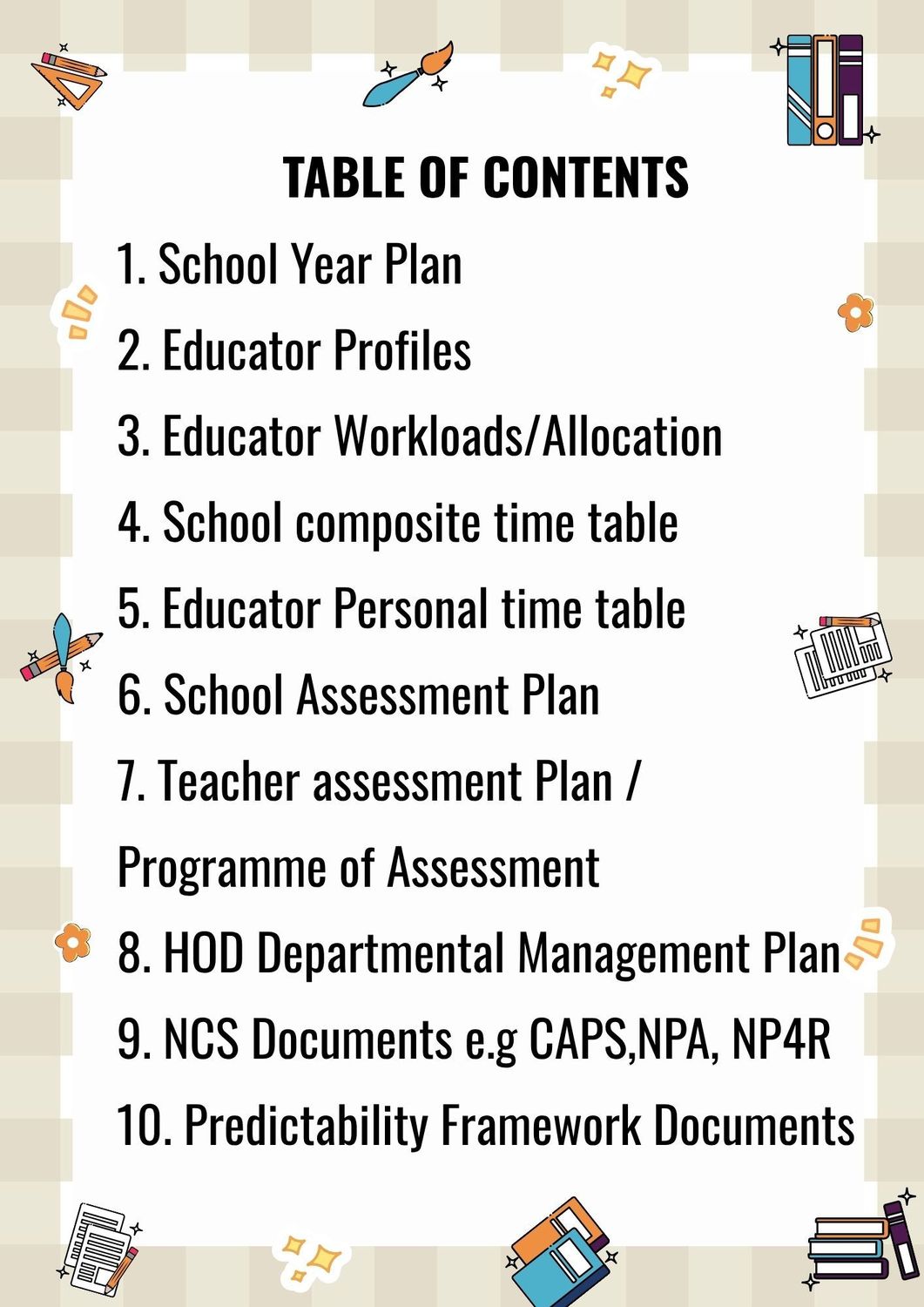 TEACHER'S FILE (HARD COPY)