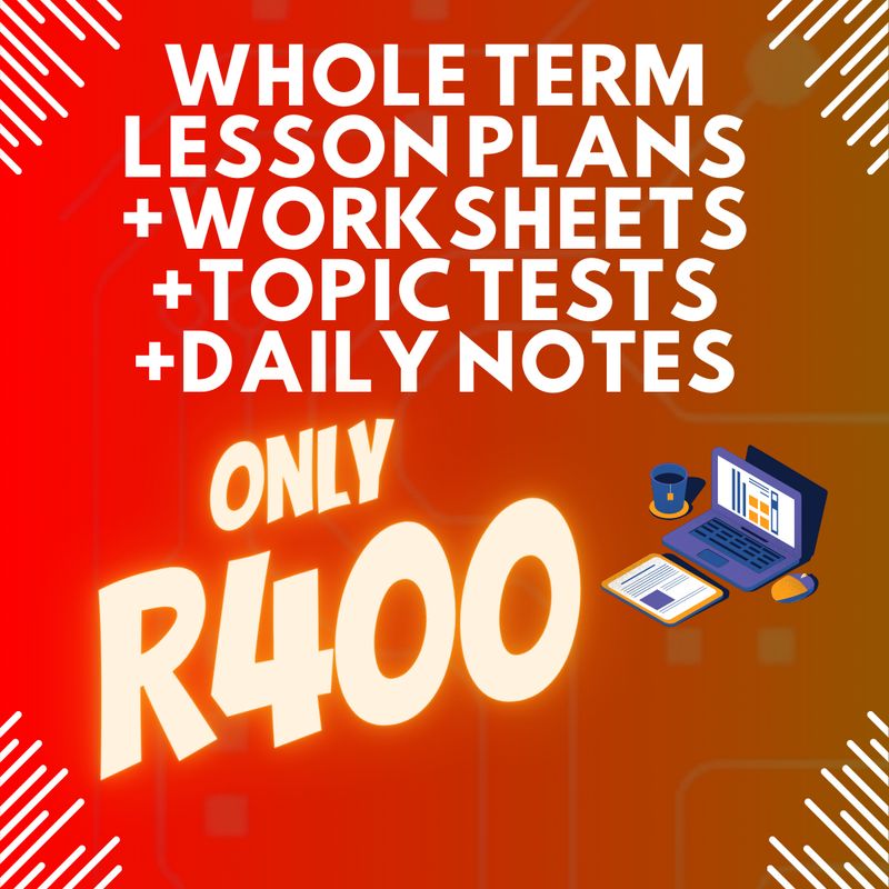 Lesson Plans + Worksheets &amp; Corrections + Weekly Test &amp; Memorandum + Notes for a Term