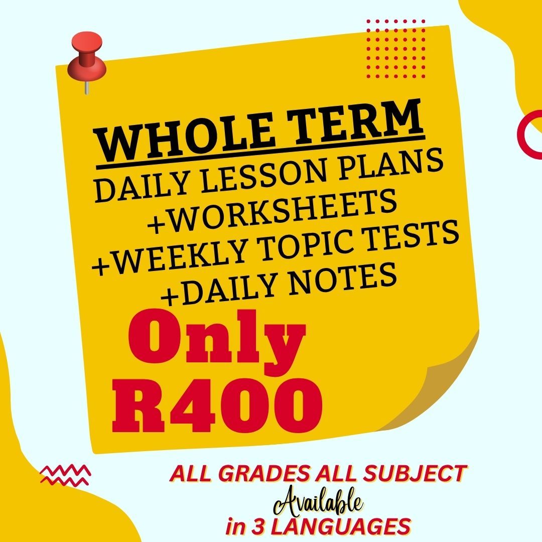 Lesson Plans + Worksheets &amp; Corrections + Weekly Test &amp; Memorandum + Notes for a Term