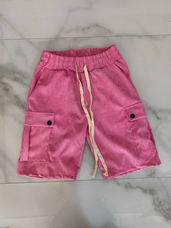Pantaloncini cargo a costine rosa