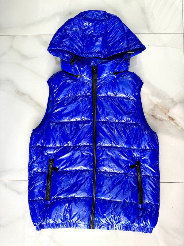 Bomber smanicato blu lucido