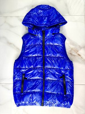 Bomber smanicato blu lucido