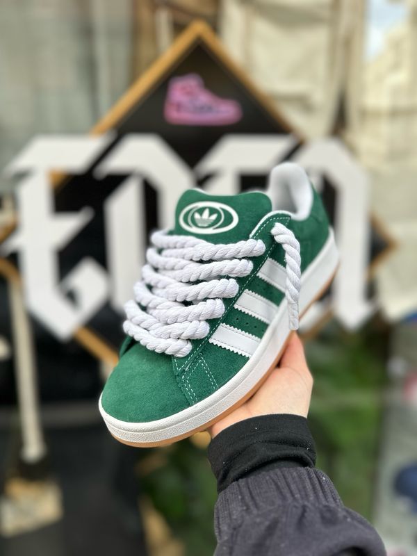 Adidas Campus 00&#39;s J Rope Dark Green Custom rope laces