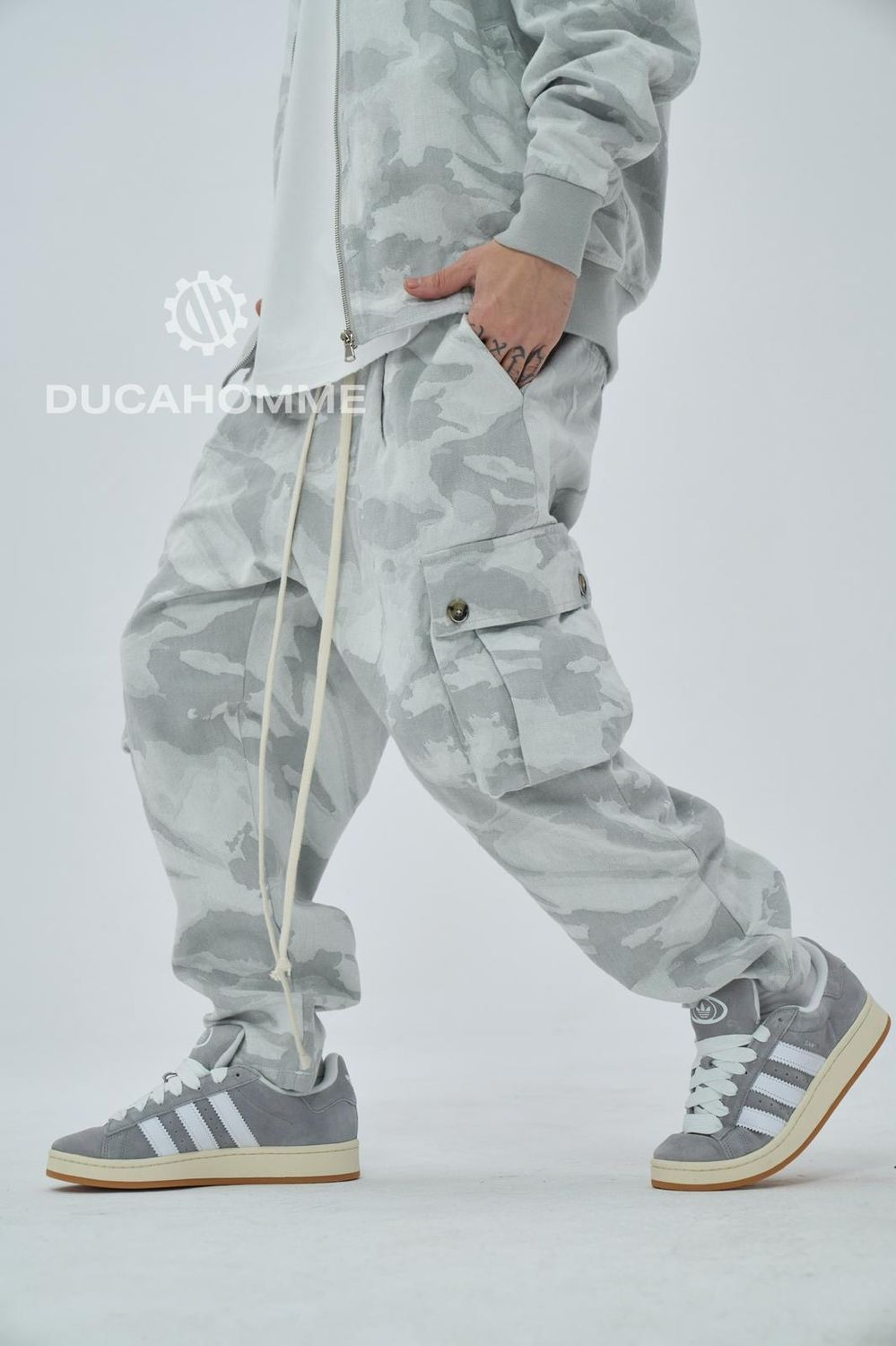 pantalone cargo Duca Homme grigio chiaro limited edition