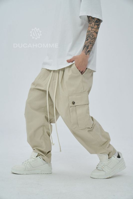 pantalone sartoriale cargo Duca Homme beige limited edition