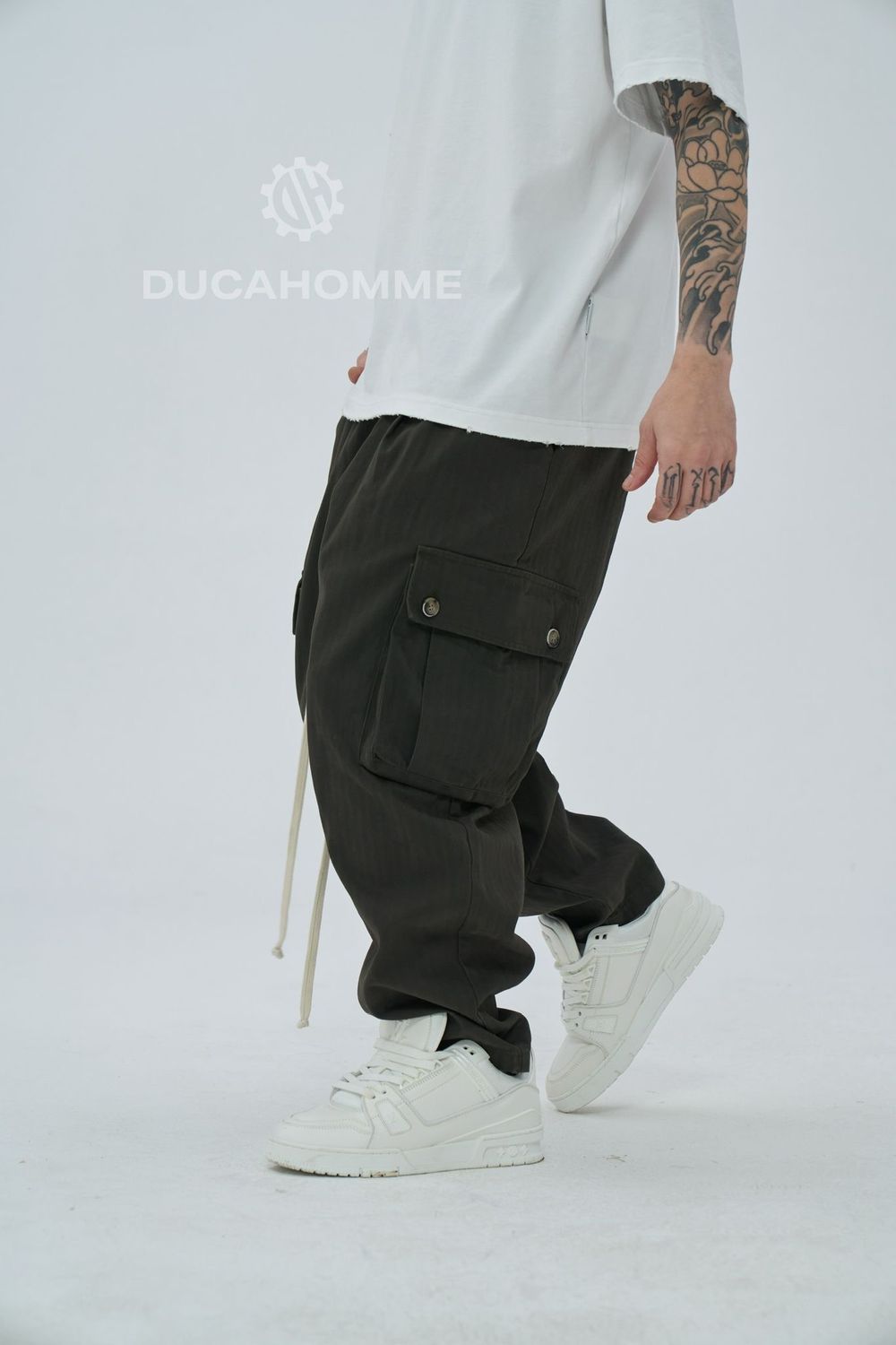 pantalone sartoriale cargo Duca Homme Grigio Piombo limited edition