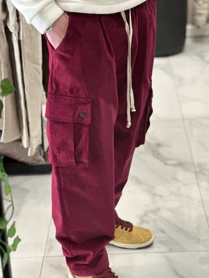 Pantalone sartoriale a costine oversize con tasconi fondo largo