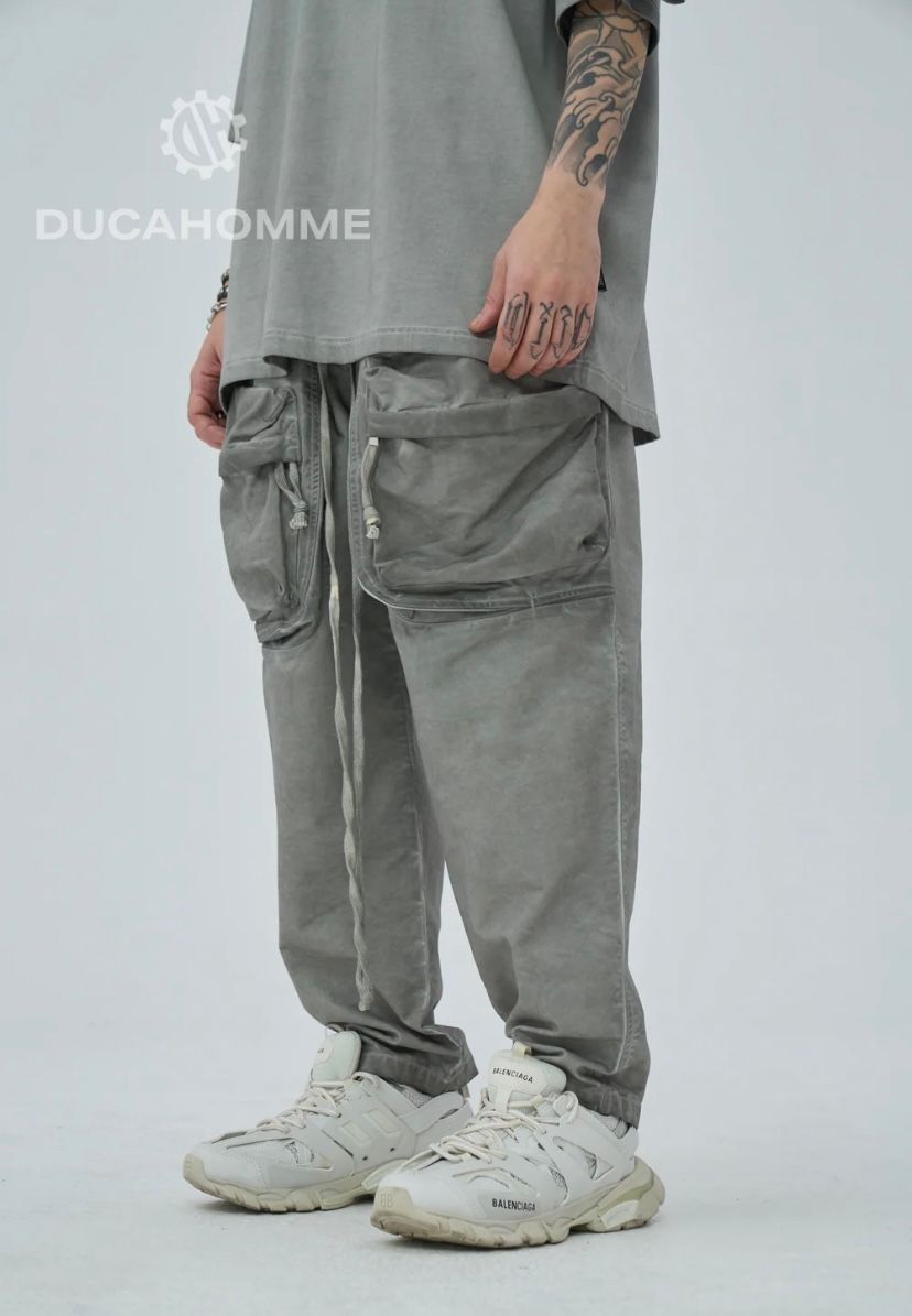 pantalone primaverile cargo zip Duca Homme stone wash limited edition