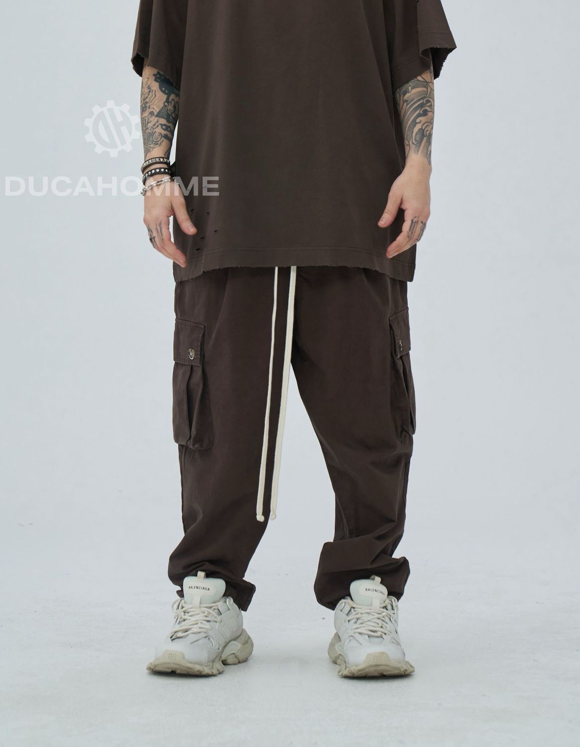 pantalone sartoriale cargo Duca Homme marrone limited edition
