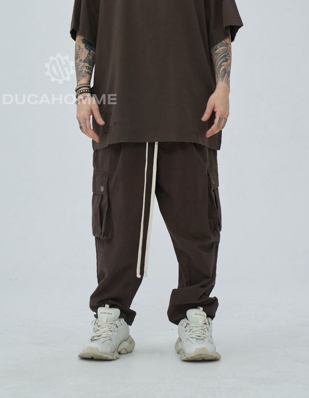 pantalone sartoriale cargo Duca Homme marrone limited edition
