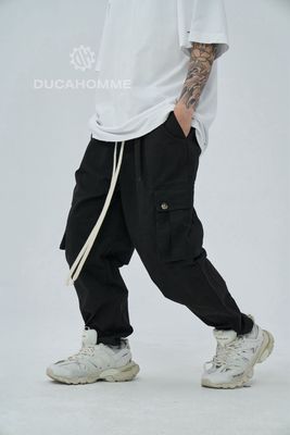 pantalone sartoriale cargo Duca Homme nero limited edition