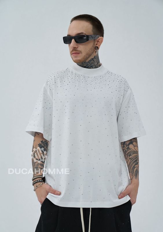 T-shirt Swarovski premium Duca Homme Bianca