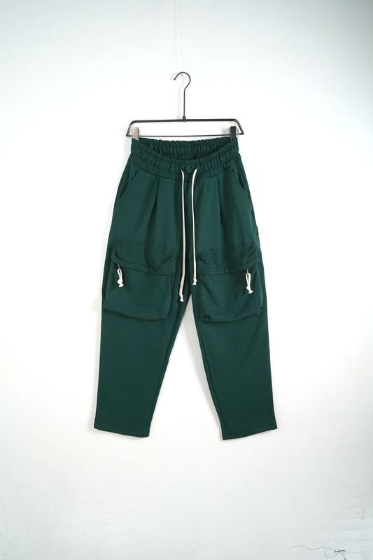 Pantalone tuta di cotone fondo largo con tasconi frontali Verde Gucci Duca Homme