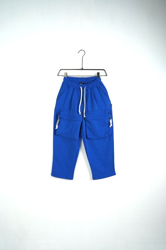 Pantalone tuta di cotone fondo largo con tasconi Blu Royal Duca Homme