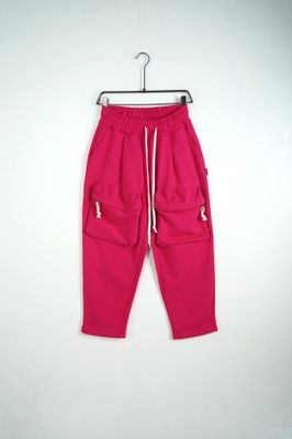 Pantalone tuta di cotone fondo largo con tasconi frontali Fucsia Duca Homme