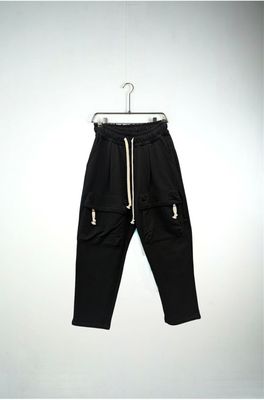 Pantalone tuta di cotone fondo largo con tasconi frontali Nero Duca Homme