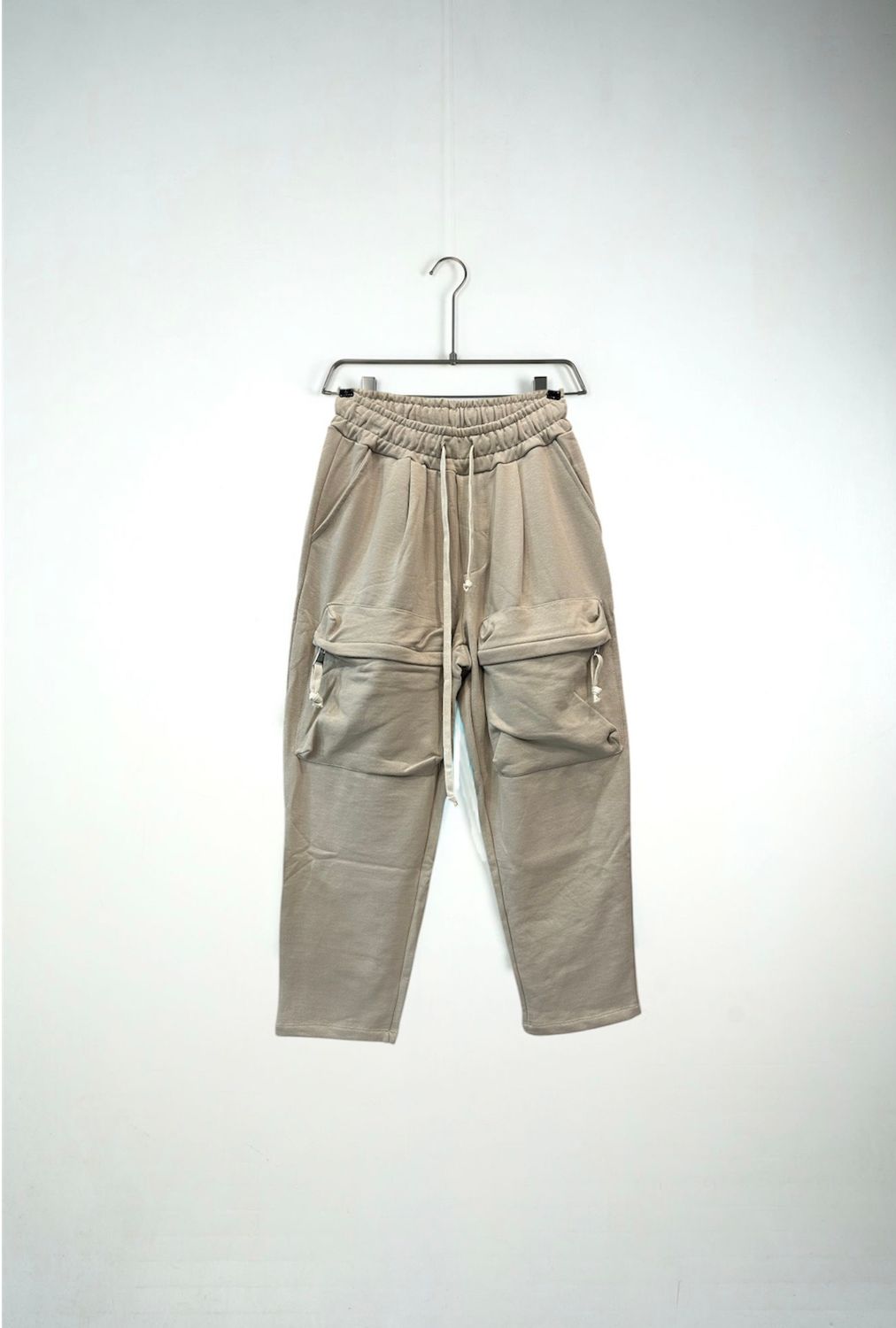 Pantalone tuta di cotone fondo largo con tasconi frontali Beige Duca Homme