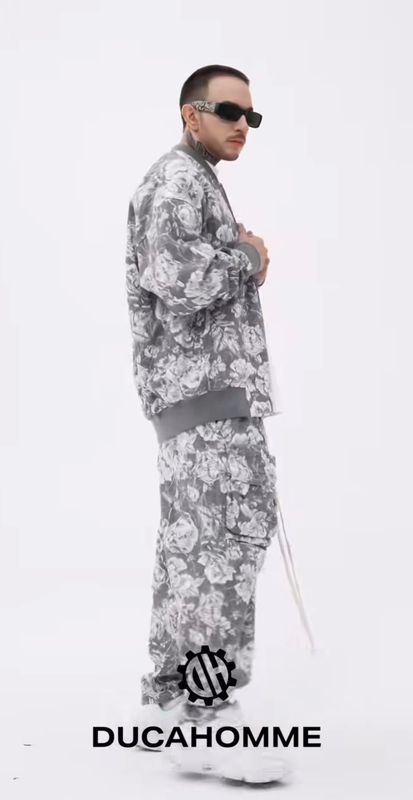 Completo Sartoriale LIMITED fantasia &quot;rose&quot; grigio scuro