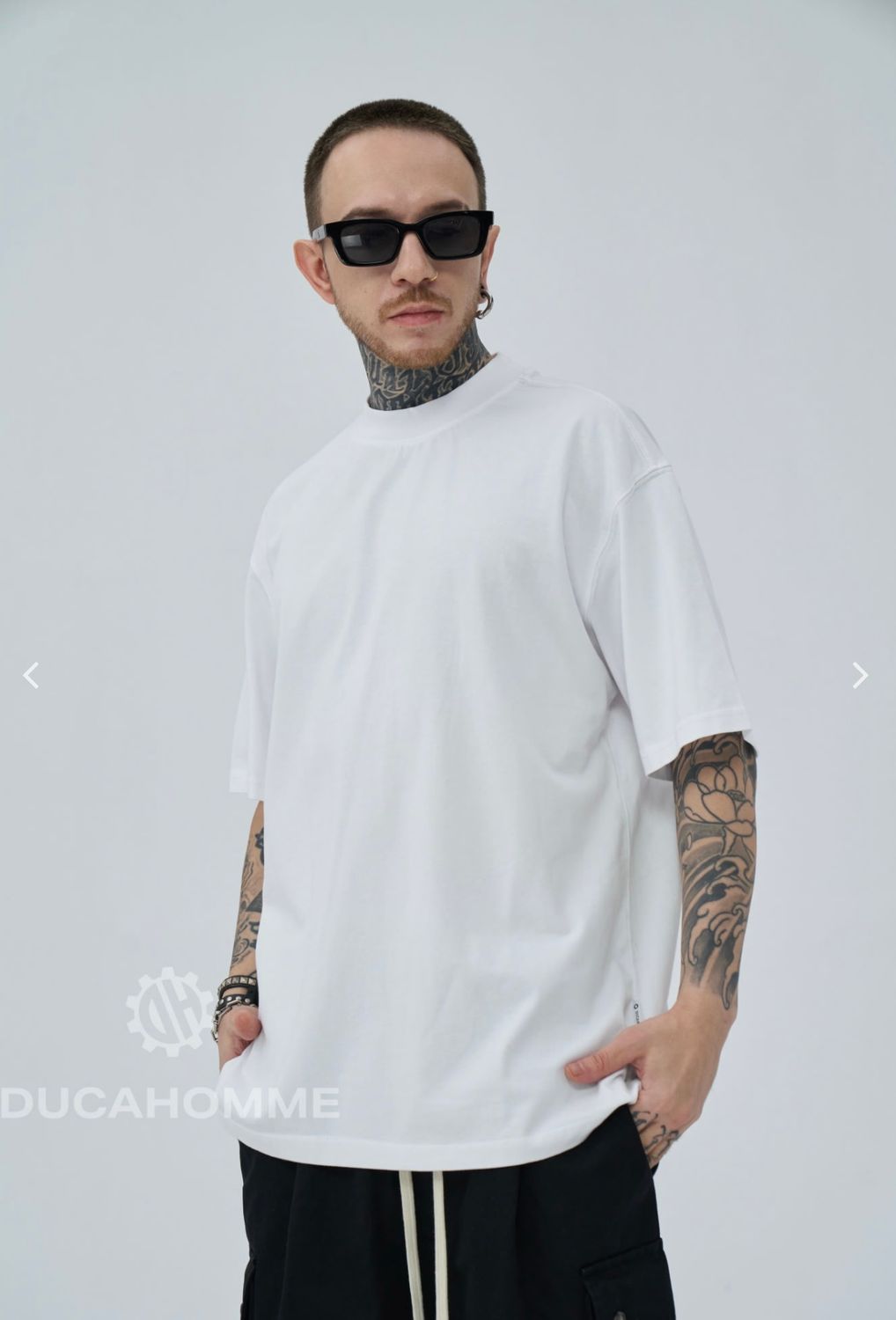 T-shirt premium Bianca Collo Alto