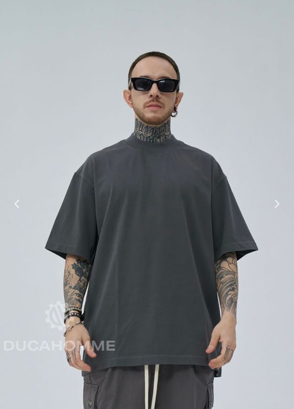 T-shirt premium Duca Homme Grigio piombo Collo alto