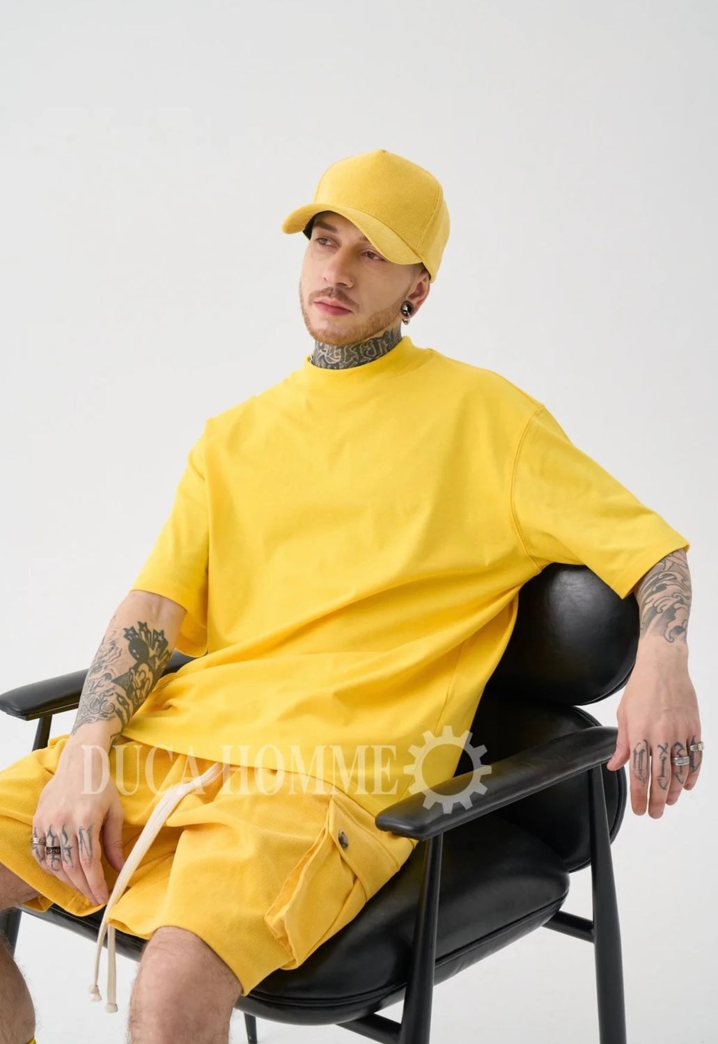 T-shirt premium Duca Homme Giallo Collo alto