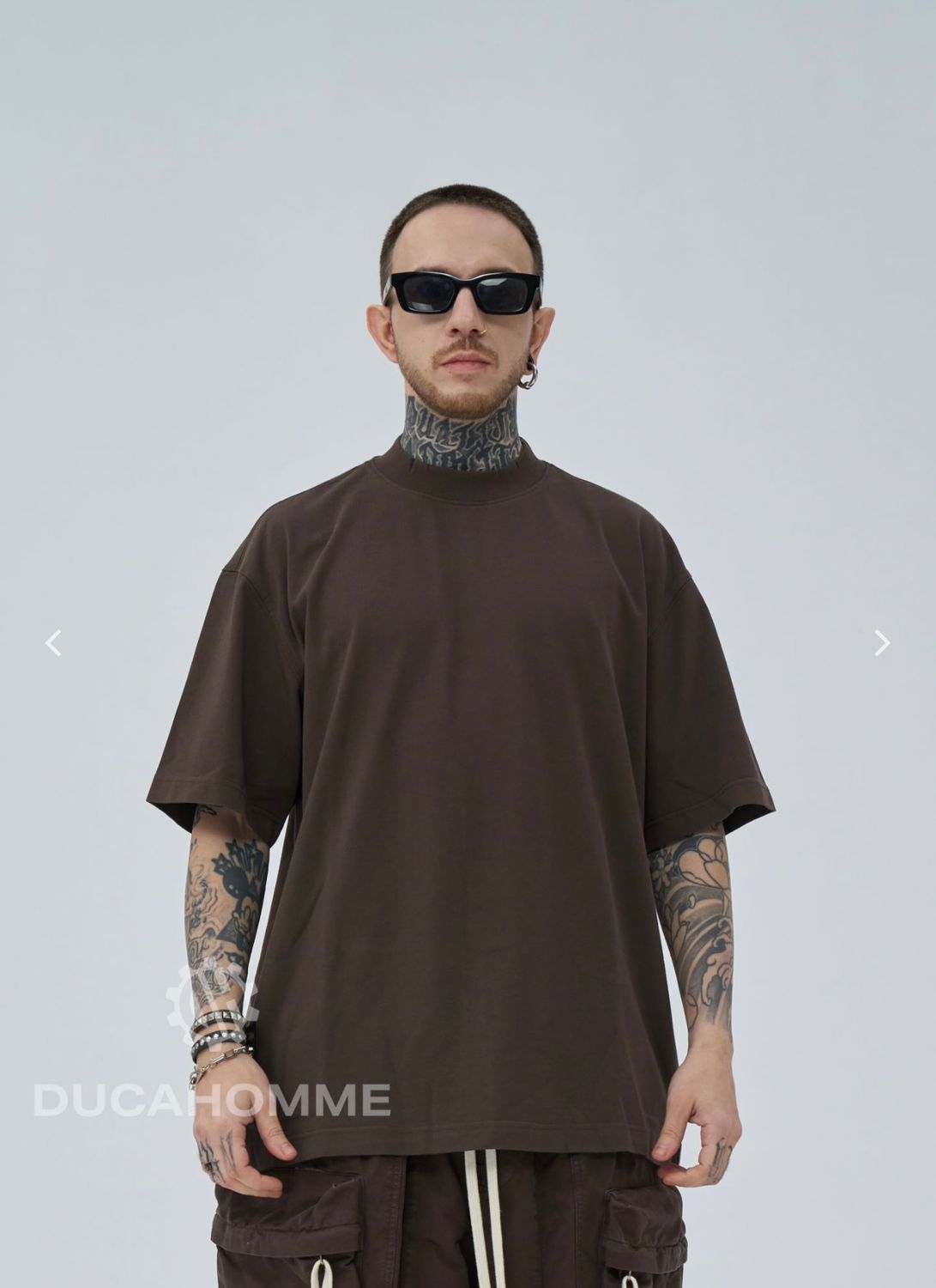 T-shirt premium Duca Homme Marrone Collo alto