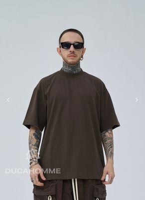 T-shirt premium Duca Homme Marrone Collo alto