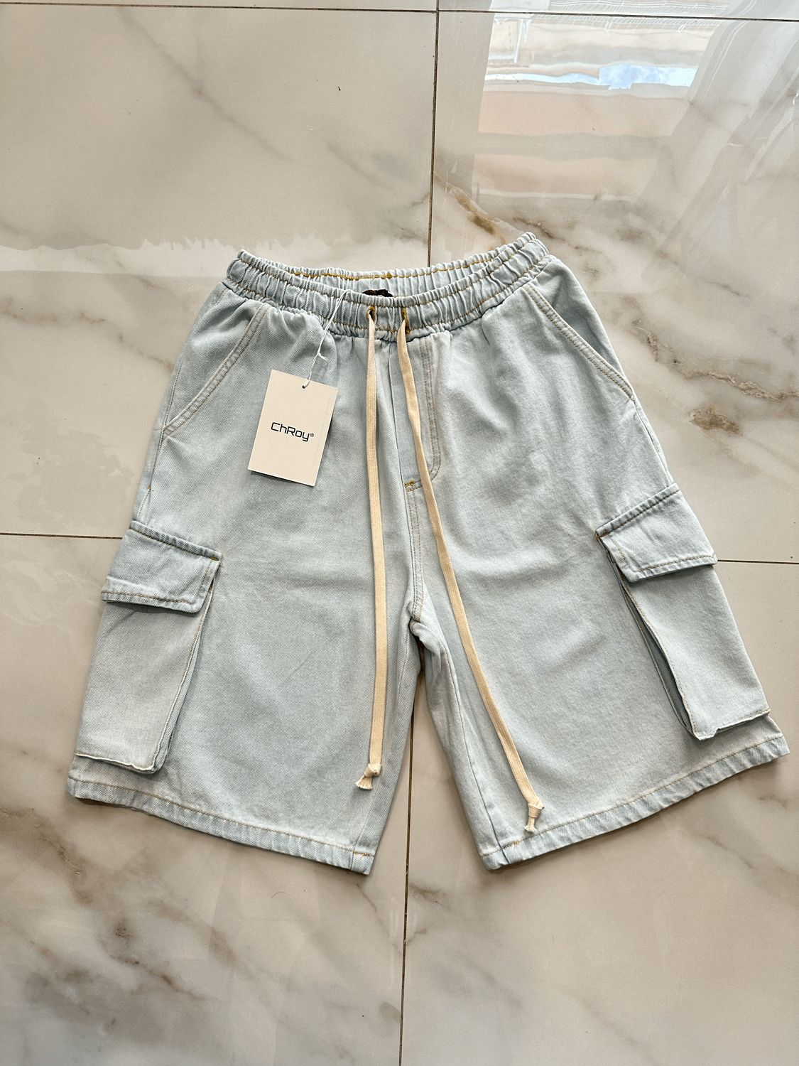 Pantaloncini Jeans denim cargo con tasconi