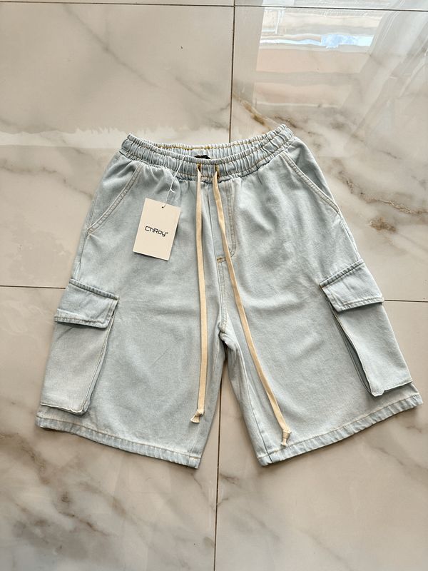 Pantaloncini Jeans denim cargo con tasconi