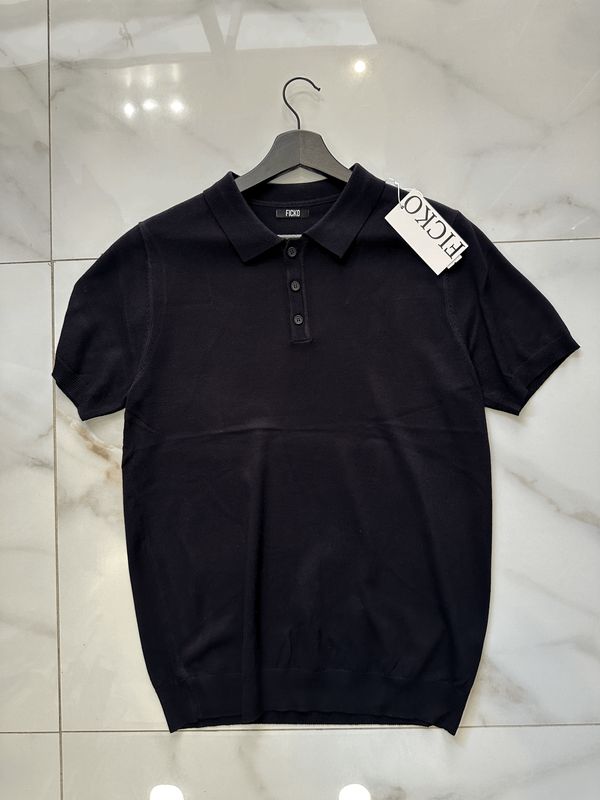 T-shirt Polo in filo regular fit nera