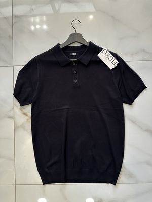 T-shirt Polo in filo regular fit nera