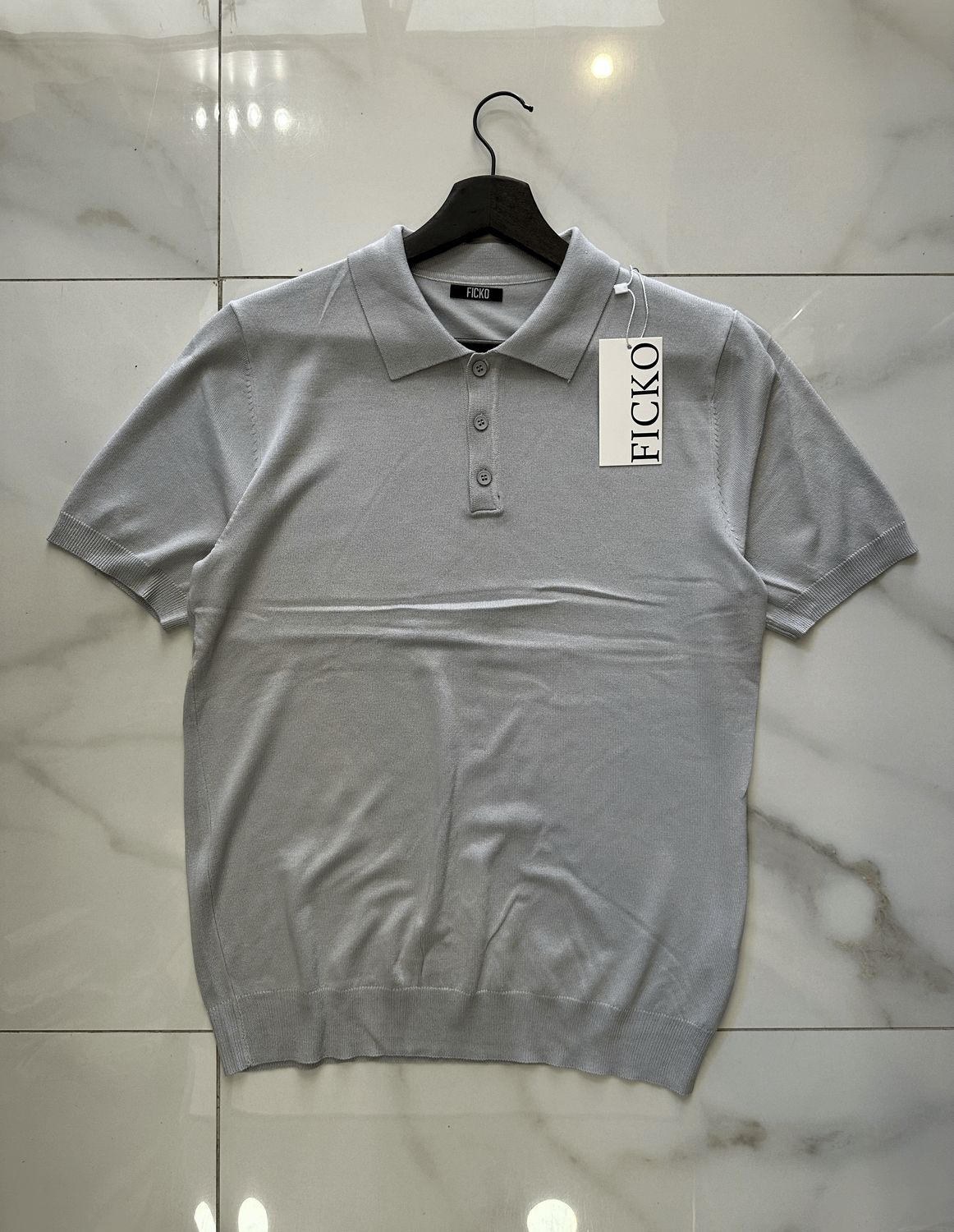 T-shirt Polo in filo regular fit grigia