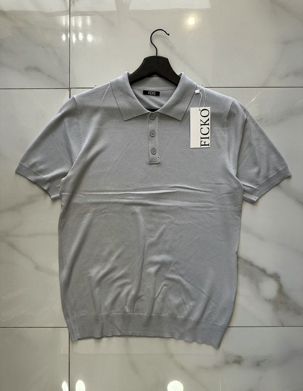T-shirt Polo in filo regular fit grigia