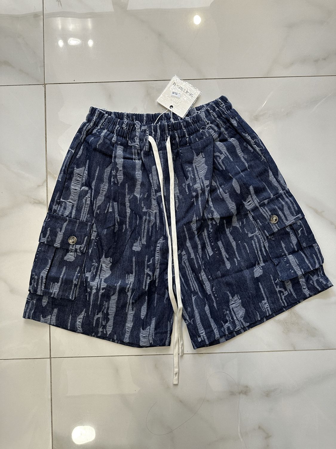 Pantaloncini Sartoriali striati fantasia blu
