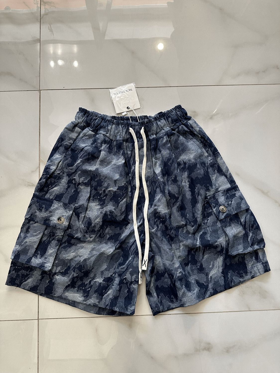 Pantaloncini Sartoriali maculati fantasia Blu