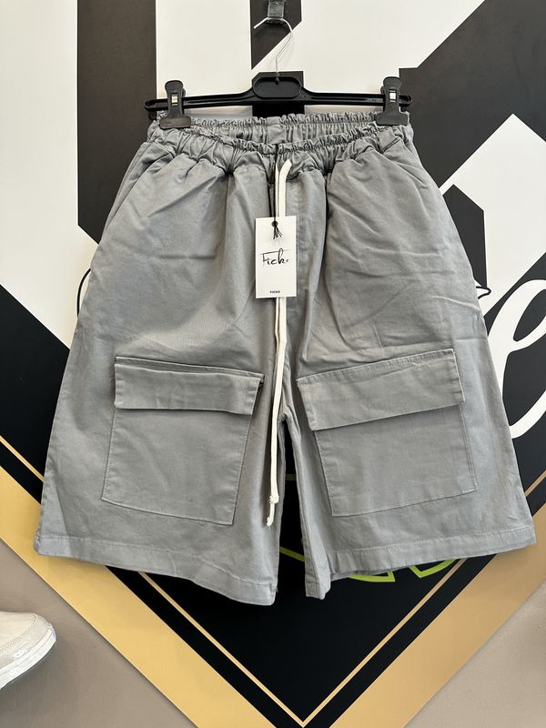 Pantaloncini cargo over premium quality in cotone tasconi frontali Grigio