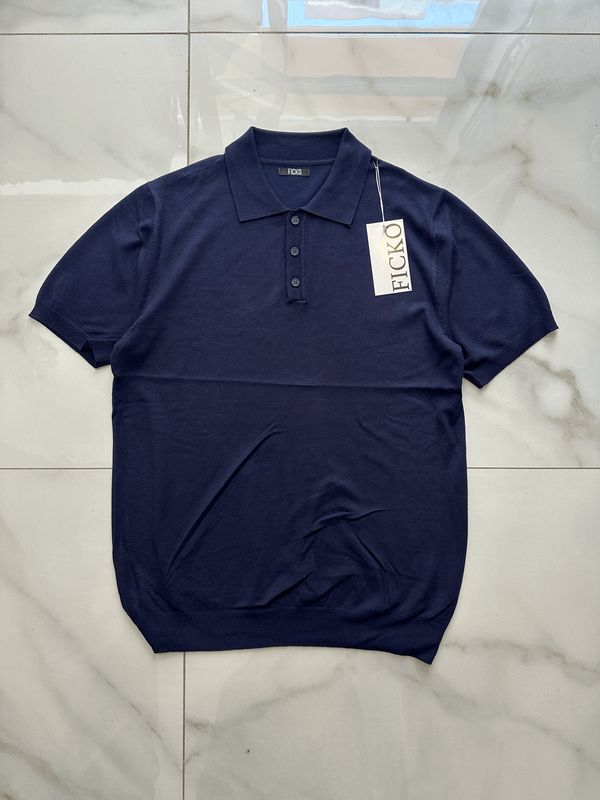 T-shirt Polo in filo regular fit blu